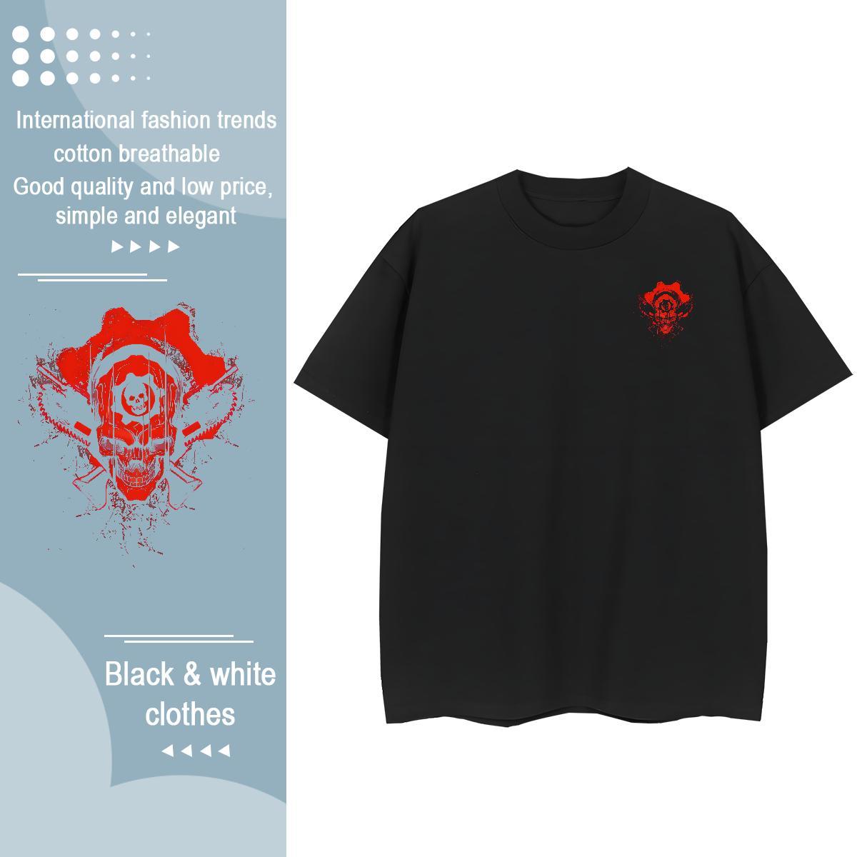 Fashion Casual SKULL Tshirts 230g Pure Cotton T-Shirts for Men DIY Anime Daily Outfit Round Neck Short Sleeve TOP Quality Tees