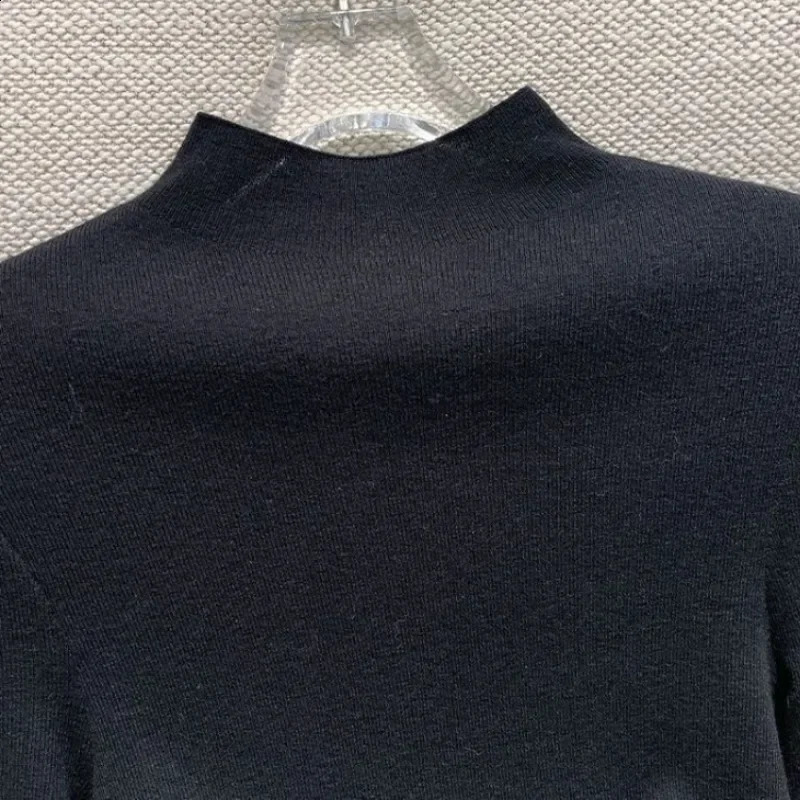 Neploe Fashion Simple Half High Collar Zipper Autumn Winter Knitted Top Womens Y2k Lace Sparkling Sleeve Sweater Unprinted Good Product 240821