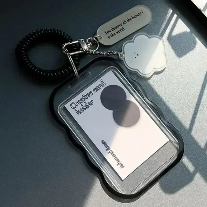 A simple ID card holder with a drawstring Korean Kpop po cover transparent and visible protector 240820