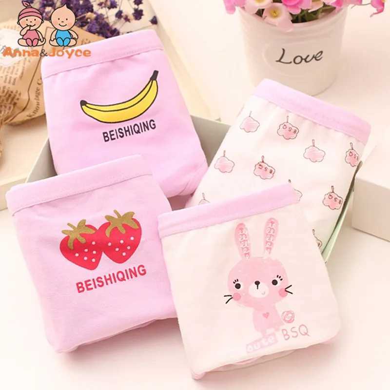 4pc/Lot Girl Triangle Underwear Pure Cotton Baby Briefs Underpant Soft Baby Underwear Shorts Suit 2-10 Years Y240821