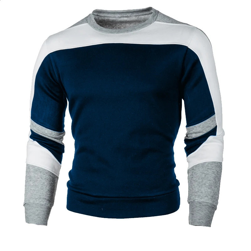 Mens casual Crewneck sweatshirt color block Autumn Spring Pullover 240821
