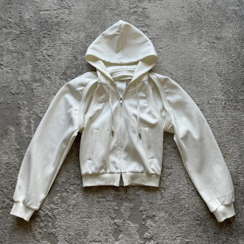 Women's Hoodies Fashionable High Street Loose Casual Sports Sense Clothes Jacket 2024 Fall Two Wear Removable Zipper Hoodie Women