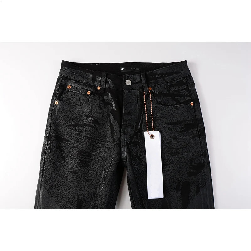 Summers Streetwear High Stretch Distressed Skinny Button Fly Ripped Black Jeans Pants 240821
