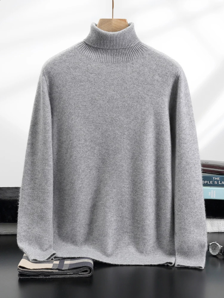 Men Turtleneck Cashmere Sweater Autumn Winter Thick Pullover 100% Cashmere Knitwear Basic Smart Casual Jumpers Soft Warm Clothes 240821