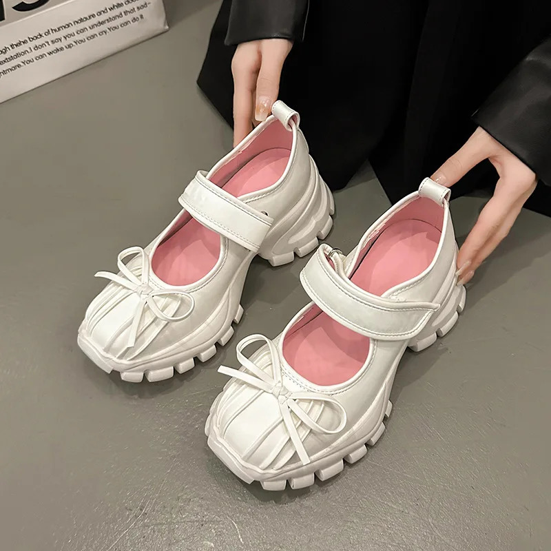Women Casual Silver Platform Ballet Shoes Thick Sole Sneakers Summer Fashion Single Shoes Woman Platform Mary Jane Pumps 240820