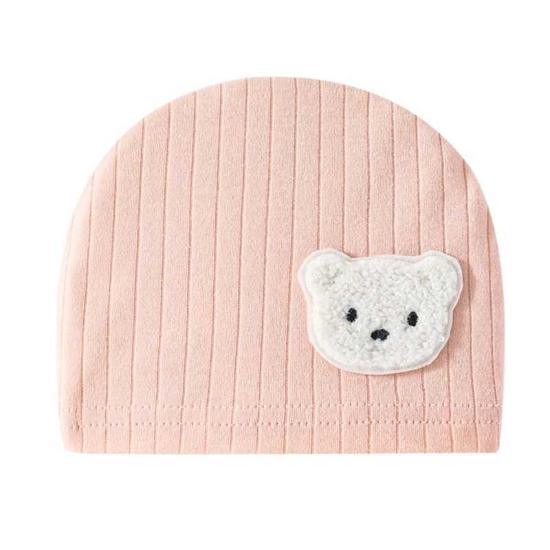 Infant Beanies Caps Baby Hat Cartoon Bear Boneless Muslin Hat Newborn Headwear Windproof Spring Hat 0-3M Baby Hats Dropshipping M240821