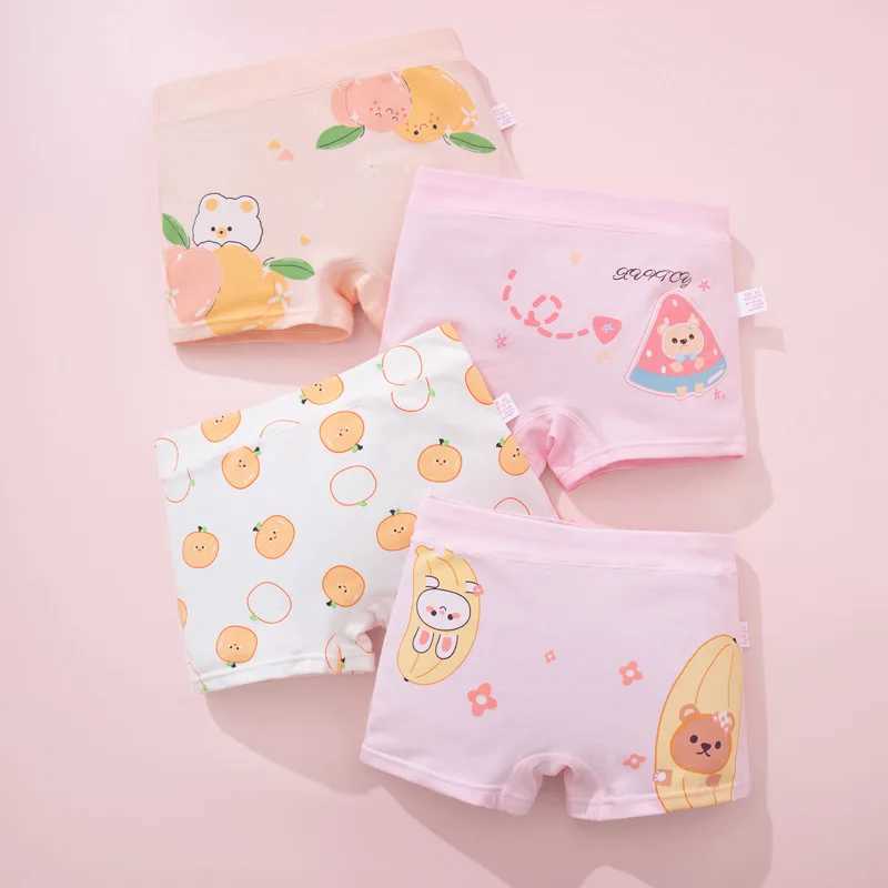 4PCS Girl Cotton Antibacterial Panties Kid Thin Breathable Briefs 1+y Young Children Underwears Baby Cute Cartoon Print Knickers Y240821