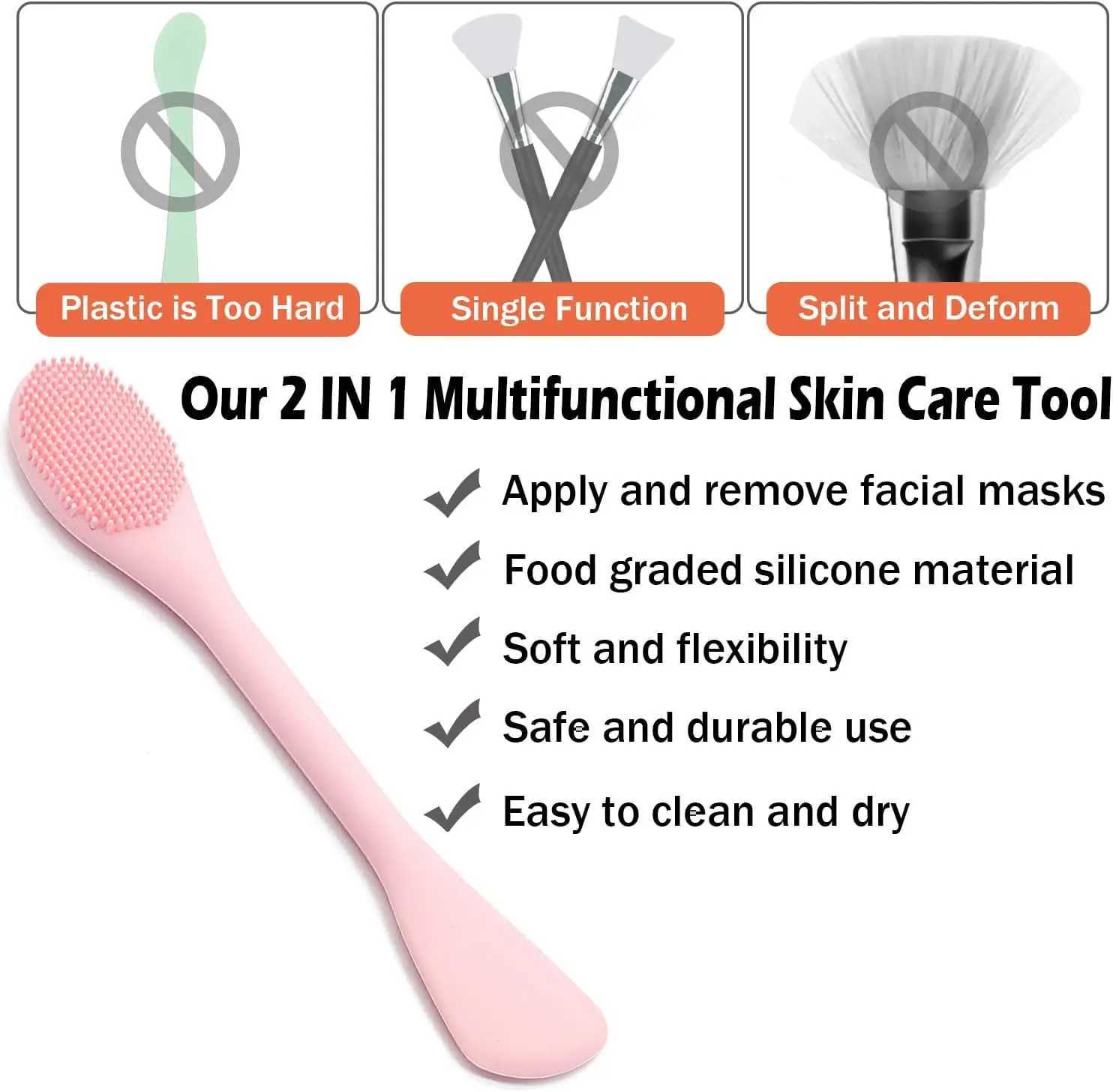 Facial Cleansing Brush 2 in 1 Silicone Face Mask Brush Face Scrubber For Exfoliating Massaging Remove Blackheads Makeup S Y240821