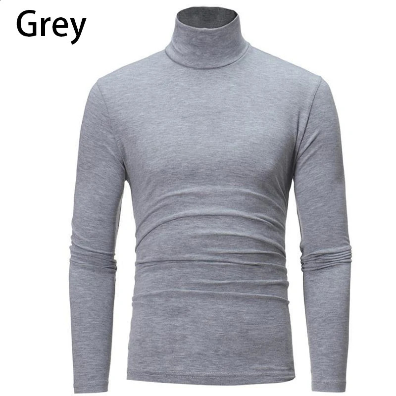 Fashion Base Tee Shirt Men Slim Fit Knit High Neck Pullover Turtleneck Sweater Tops Shirt 240821
