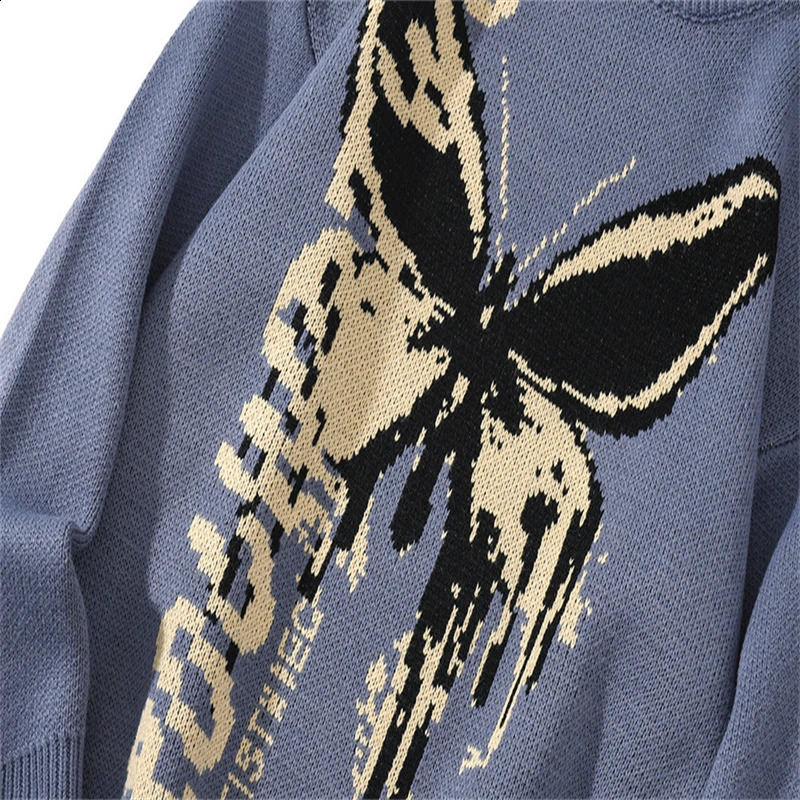 FGKKS Spring Fashion Sweater Mens Butterfly Pattern Knitted Warm Top High-Quality n -Selling Sweater For Male 240821
