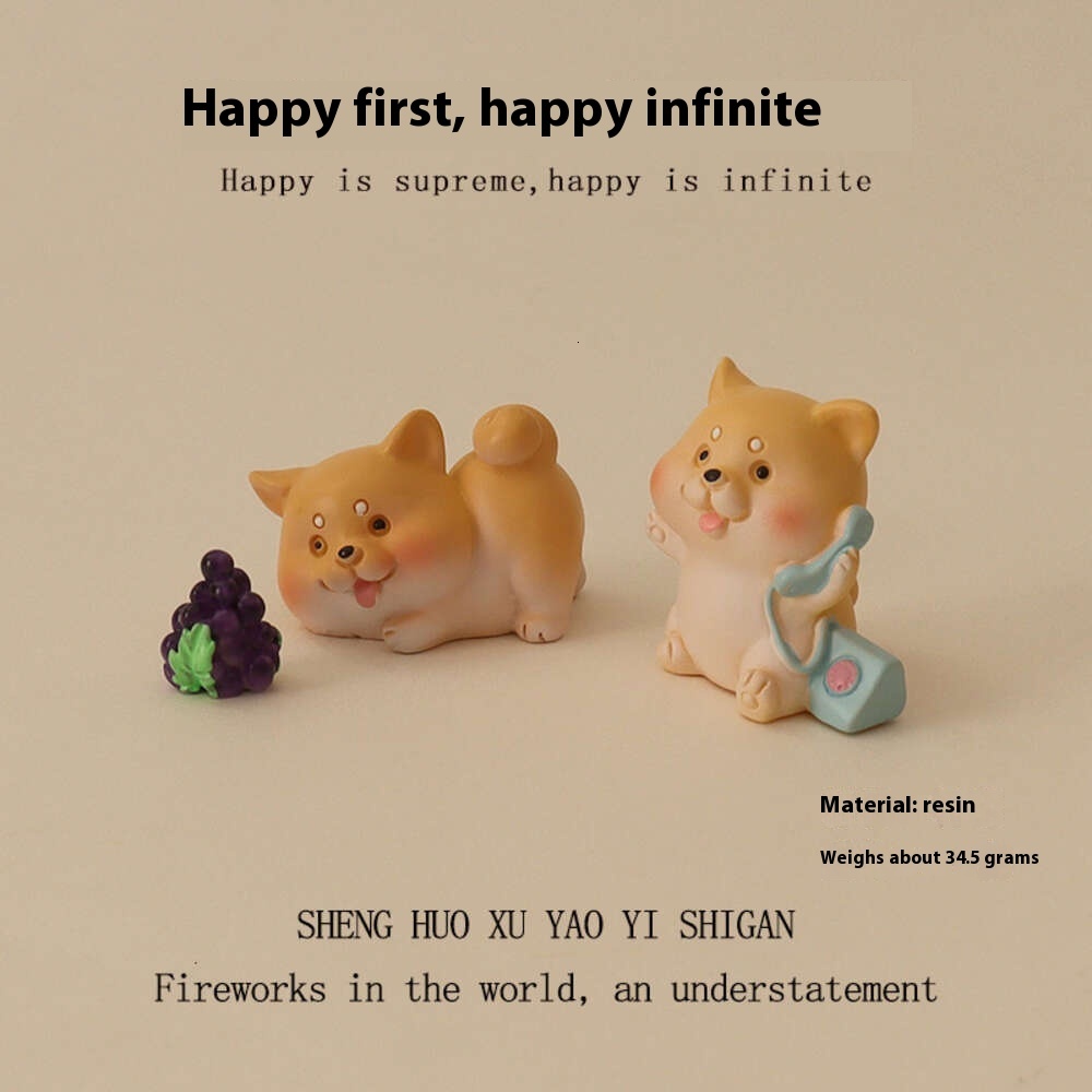 Ins Mini Cute Cartoon Phone Puppy Grape Micro Landscape Gardening Home Decoration DIY Desktop Ornament