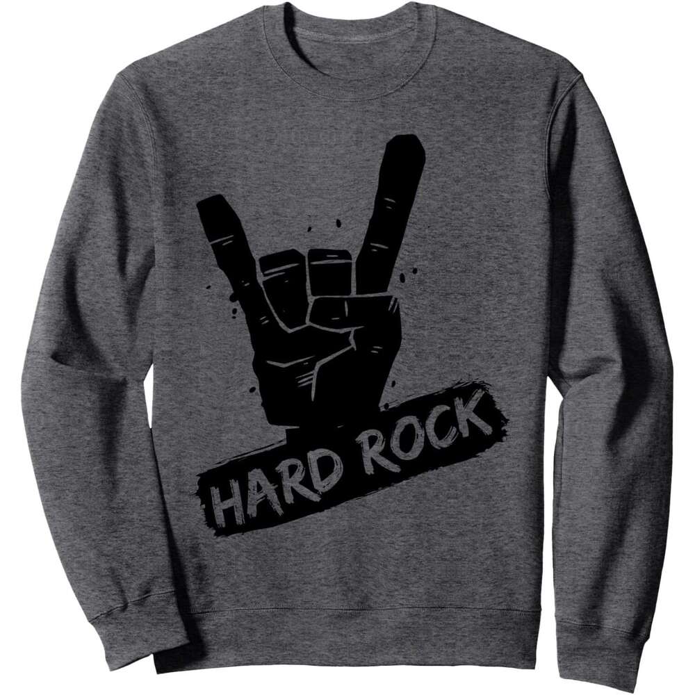 Long Sleeve Shirts for Men sweatshirt Cool & Roll Hand Icon Rock Metal Hard Music Lovers Gift Sweatshirt T shirt Tee Streetwear Casual tops clothe