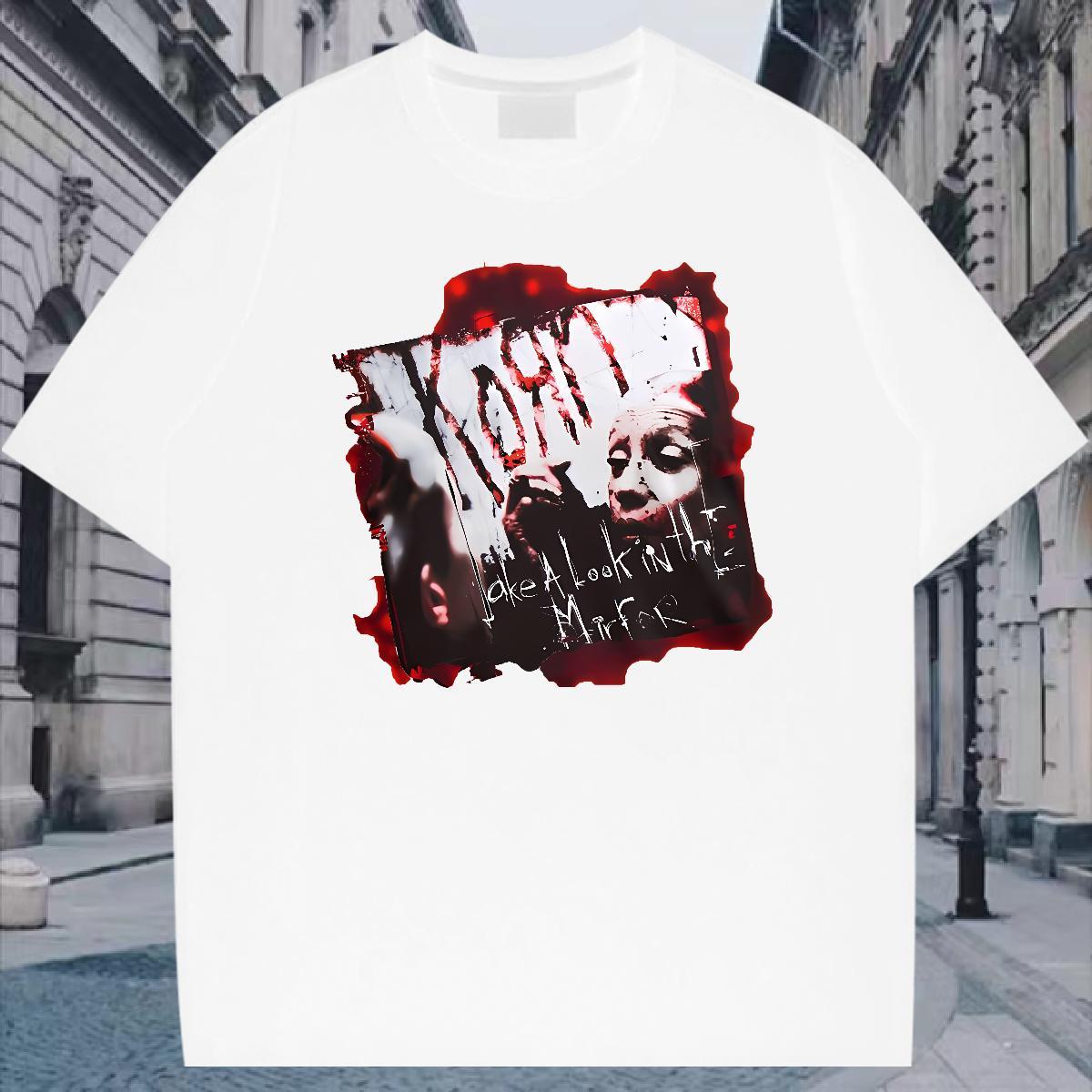 Customized Couples T Shirts 230g Pure Cotton Beach scary O-Neck Short Sleeve T Shirts Men Soft Black Oversized Wear