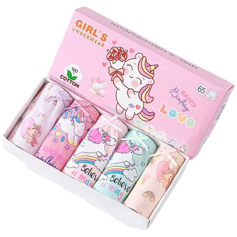 5 Pcs/Lot Cotton Girl Underwear Beautiful Rainbow Cartoon Panties For Girls Breathable Kids briefs Soft Girls Triangle knickers Y240821