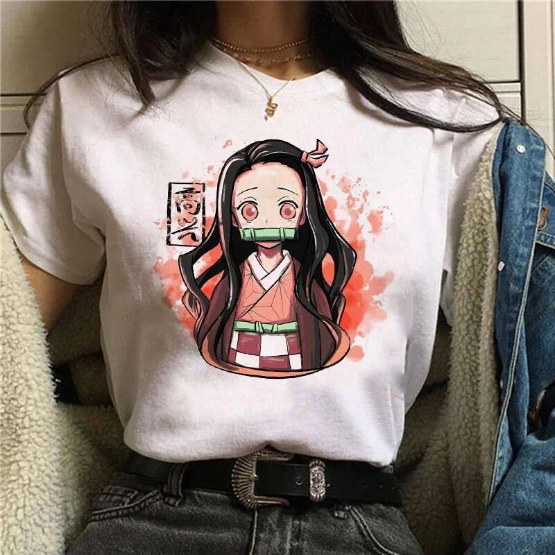 Slayer Demon T Women Kimetsu No Yaiba Nezuko Tshirt female Tanjirou Kamado Graphic Tee Shirt Japanese Anime Manga T-shirt shirt anjirou ee -shirt