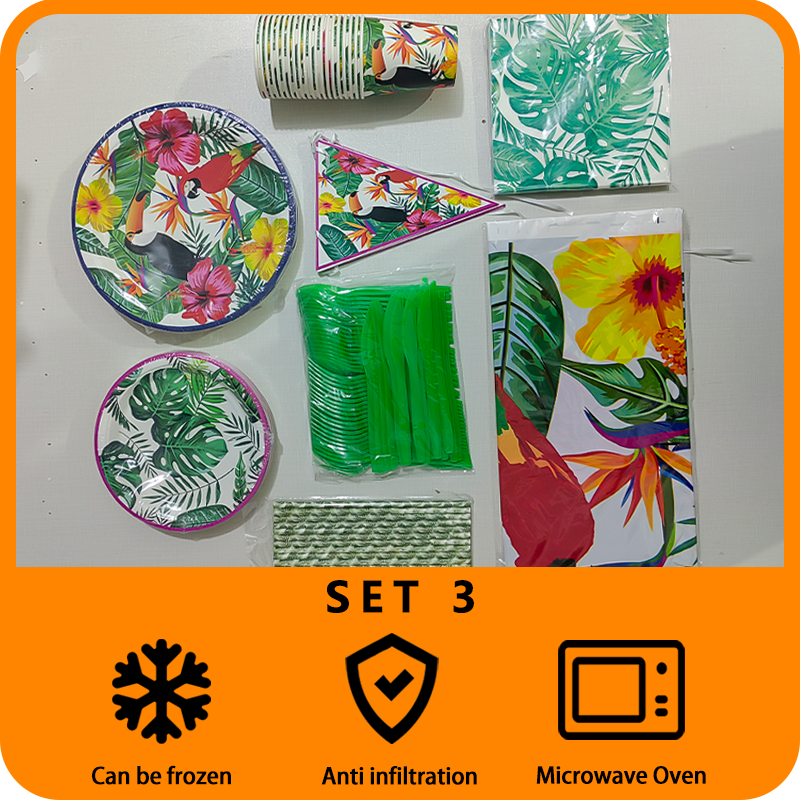 Hawaiian birthday decoration tableware set suitable for Hawaiian themed parties' birthday supplies