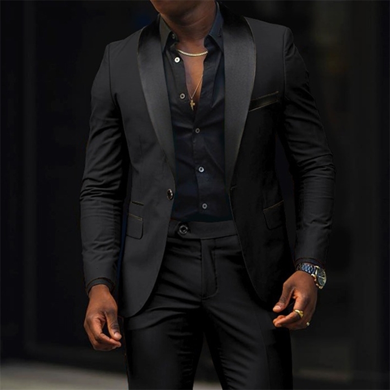 Mens Suit Jacket Autumn Slim Fit One Button Blazer Fashion Formal England Male Dress Coat Trousers Pants 2 Pieces Set 240820