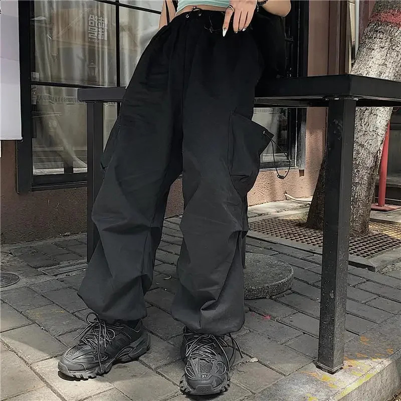 HOUZHOU Techwear Cargo Pants for Men Black Trousers Male Jogging Korean Casual Japanese Streetwear Hip Hop Safari Style Pocket 240821