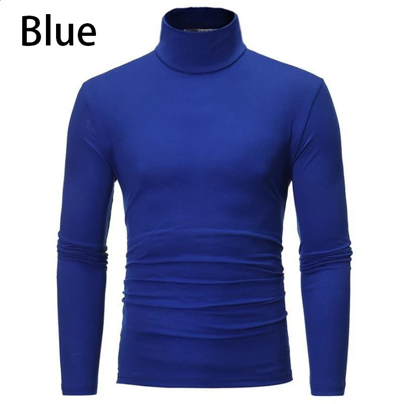 Fashion Base Tee Shirt Men Slim Fit Knit High Neck Pullover Turtleneck Sweater Tops Shirt 240821