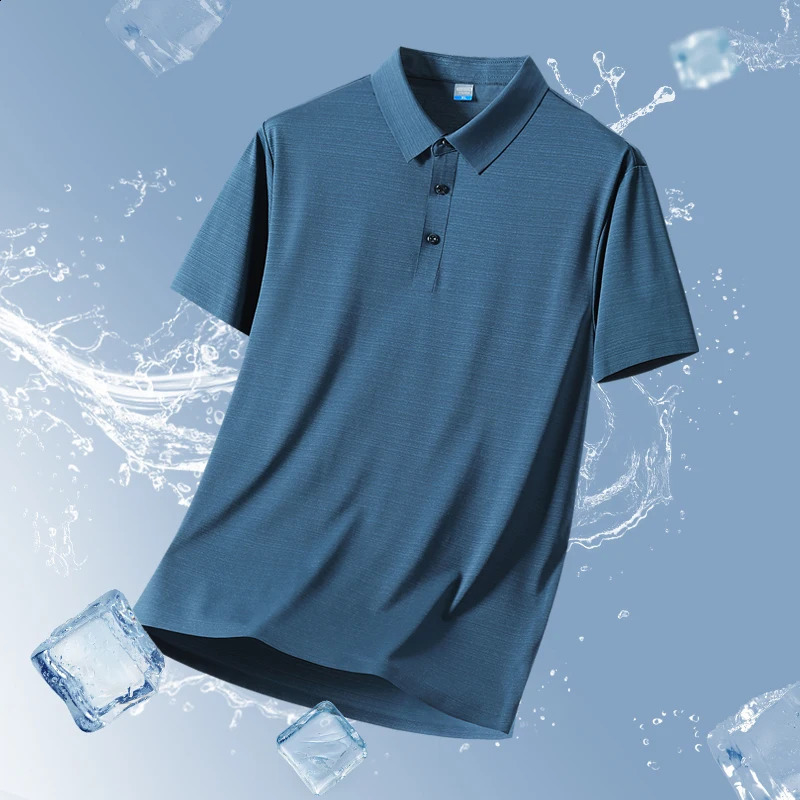 Plus Size 8XL Summer Men Polo Shirt 2024 Classic Short Sleeve Tee Breathable Quick Dry Nylon Ice Silk Polos Men Golf T-shirt 240821