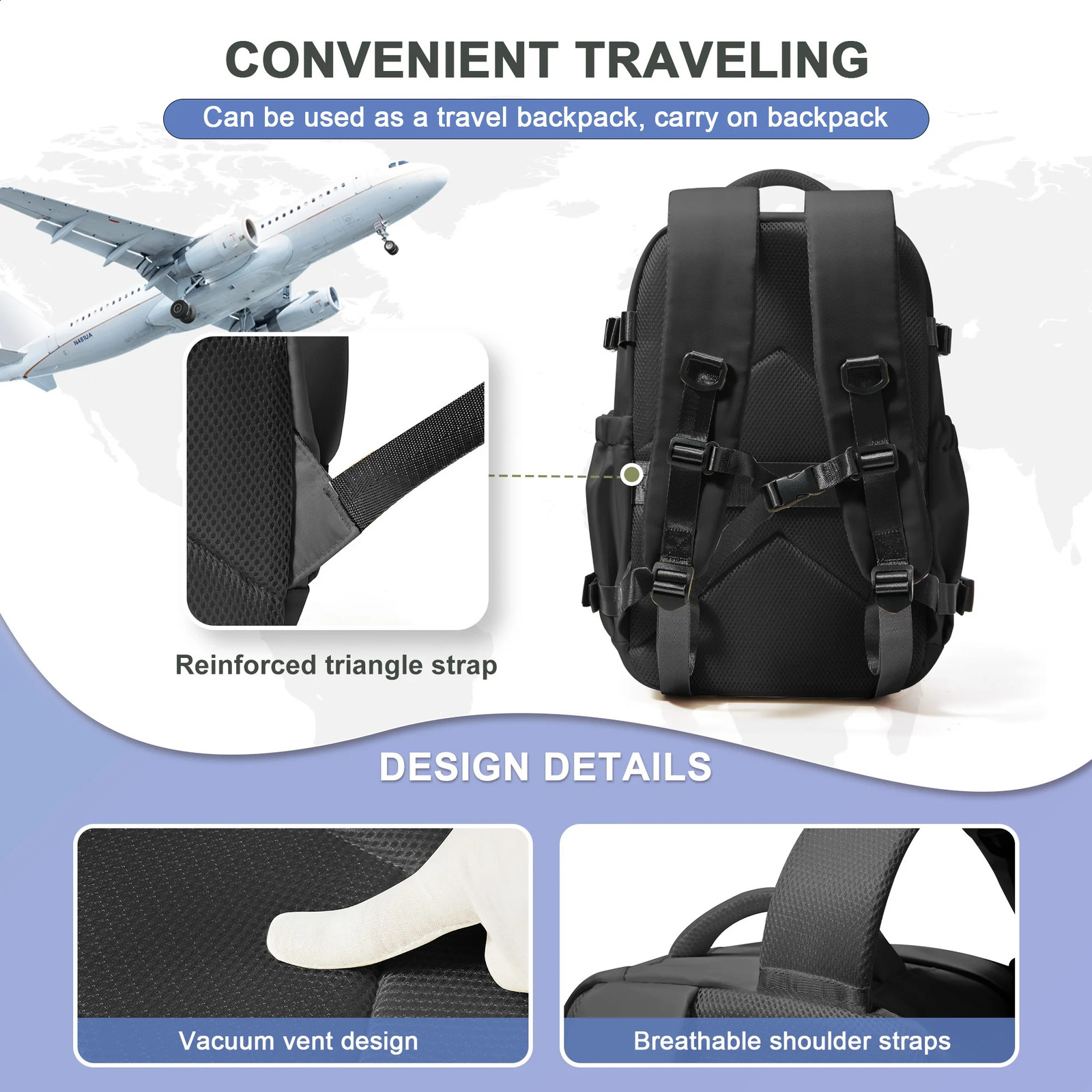 Womens travel backpack mens business laptop bag university waterproof cabin Wizzair 40x30x20 240820