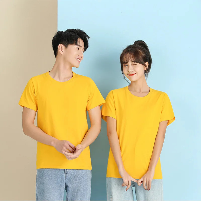100% Cotton Mens Tshirt Solid Color Round Neck Short Sleeve Top 240821