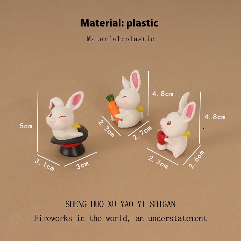 Creative Cute Mini Love Rabbit Wings Plastic Crafts Micro Landscape Home Decoration Car Ornament