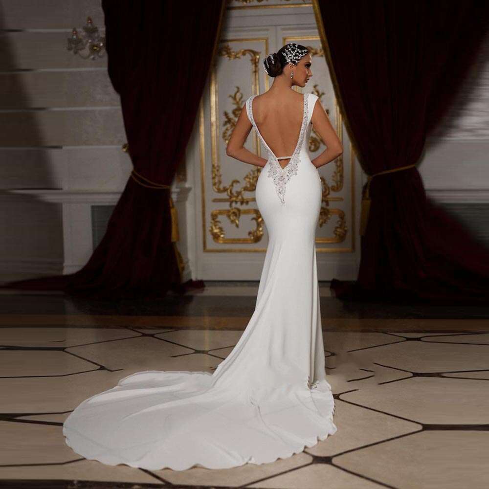 Sexy V-Neck Women Wedding Dresses Beautiful Mermaid Bridal Gown Mopping Length Princess dress Elegant White Novia Civil 2024
