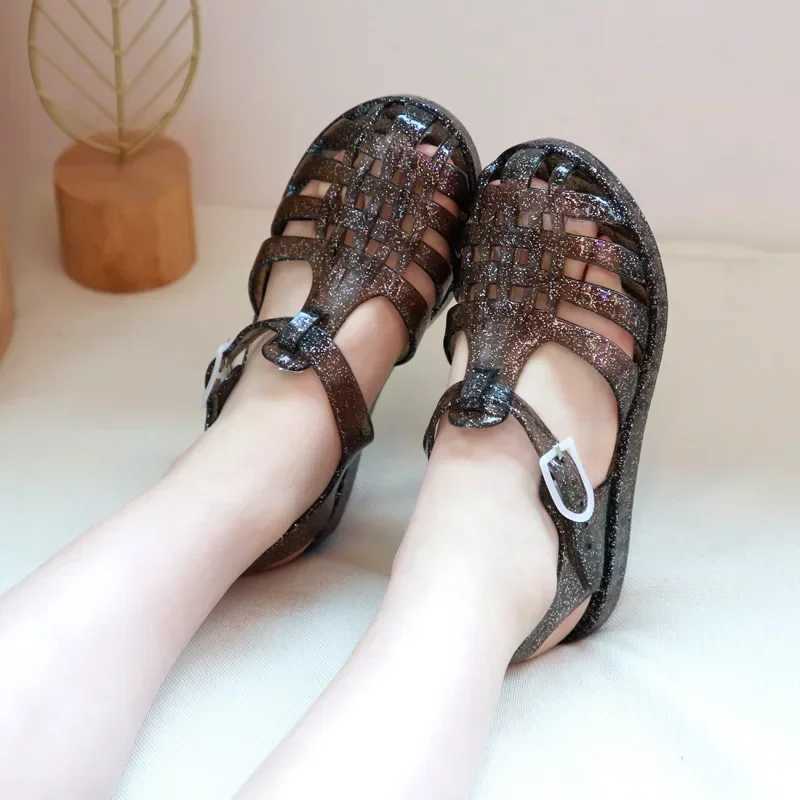 Childrens sandals summer new fashion princess crystal shoes baby jelly sparkling shoes girls Roman beach sandals childrens slippers W240821