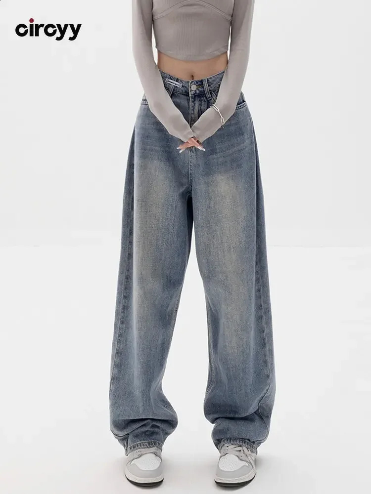 Baggy Jeans Women High Waisted Jeans Wide Leg Denim Pants Light Blue Loose Trousers 2024 Korean Casual Streetwear Y2K Fashion 240821