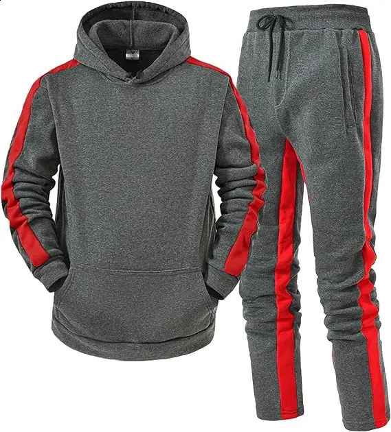 Mens hooded sweatshirt set solid color jogging sportswear long sleeved set hooded sweatshirt Trouser yellow casual 240827