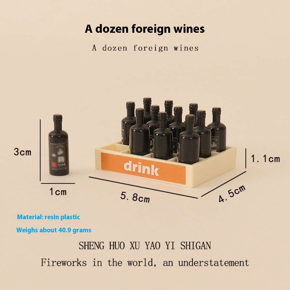 Miniature simulation of foreign wine bottles, beverage baskets, baby houses, decorative accessories, handicrafts, scene ornaments