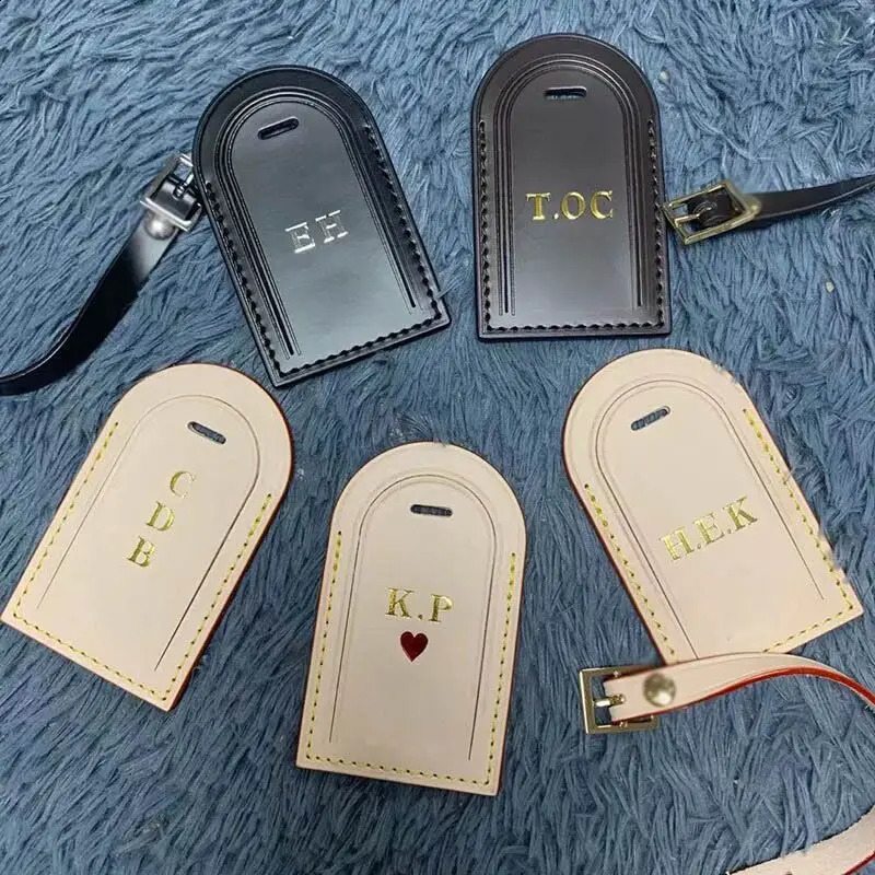 Free Monogrammed Vegetable Tanned Lage Aircraft Cow Boarding Travel Tag Trolley Case Leather Badge 240820 2921