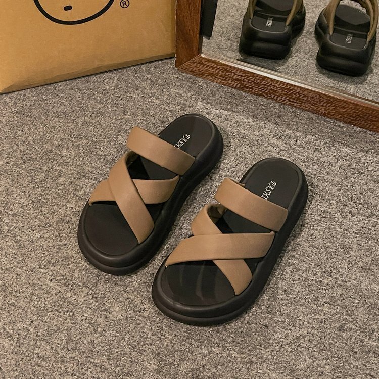 Ddmysports Thick Soled Slippers Women Summer Fashionable Versatile Woven In A Straight E Suitable For External Wear Non Slip And Casual Cooldown OUTDO
