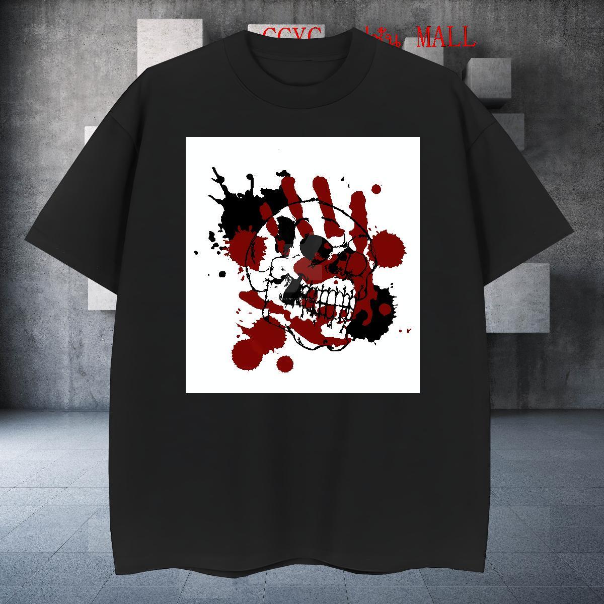 2024 Summer Tshirts 230g Pure Cotton Outdoor skull Breathable Crew Neck Men T Shirts Popular DIY Logo Oversized Clothes