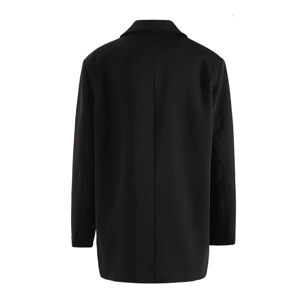 Color blocking loop design spliced jacket for women's spring new style with slit hem, niche trend loose suit