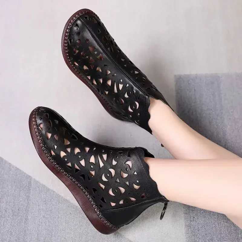 Spring Summer Sandals Womens Breathable Hole Flat Soft Non-slip Comfortable Shoes Sandalias De Mujer 2024 CL240806