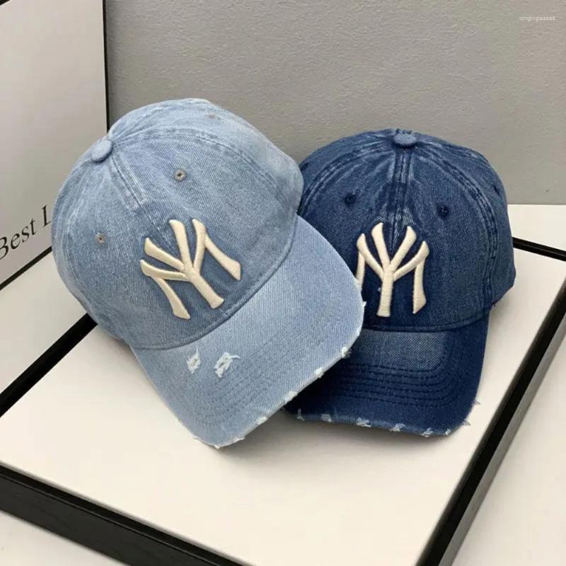Ball Caps 2024 Luxury Brand MY Embroidered Washed Denim Baseball Cap For Men High Quality Black Vintage Y2k Dad Hats Gorras Hombre