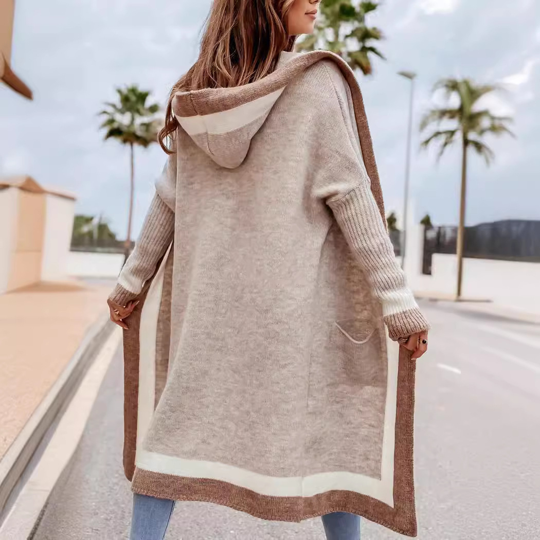 2024 autumn and winter casual versatile hooded long cardigan sweater jacket new women's clothing