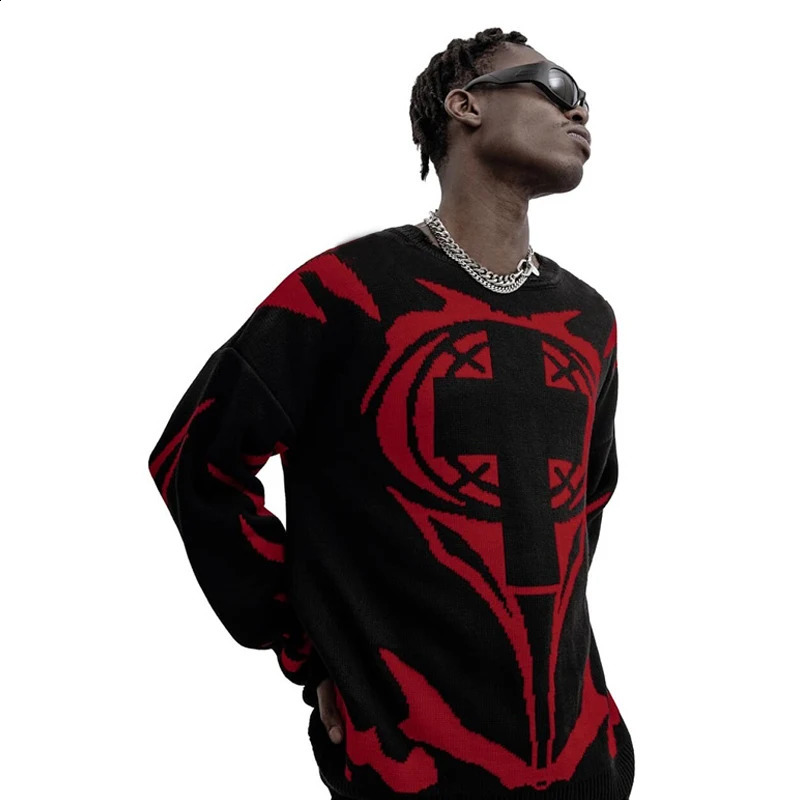 Hip Hop Sweaters Grunge Vintage Knitted Punk Streetwear Jumpers Men Women Harajuku Fashion Pullover Casual Autumn Sweater 240821