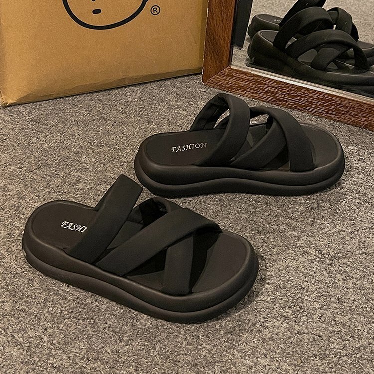 Ddmysports Thick Soled Slippers Women Summer Fashionable Versatile Woven In A Straight E Suitable For External Wear Non Slip And Casual Cooldown OUTDO