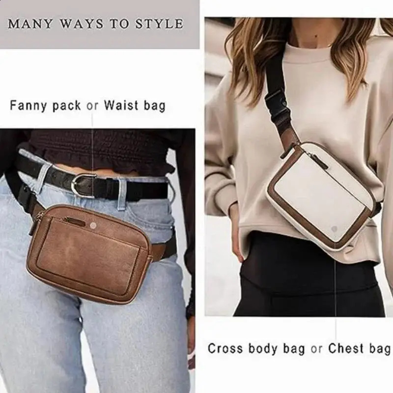 Women Fashion PU Waist Pack Casual Crossbody Chest Bags Unisex Hip Sack Travel WaterProof Belt Bag Sport Purse Pocket for Ladies 240821