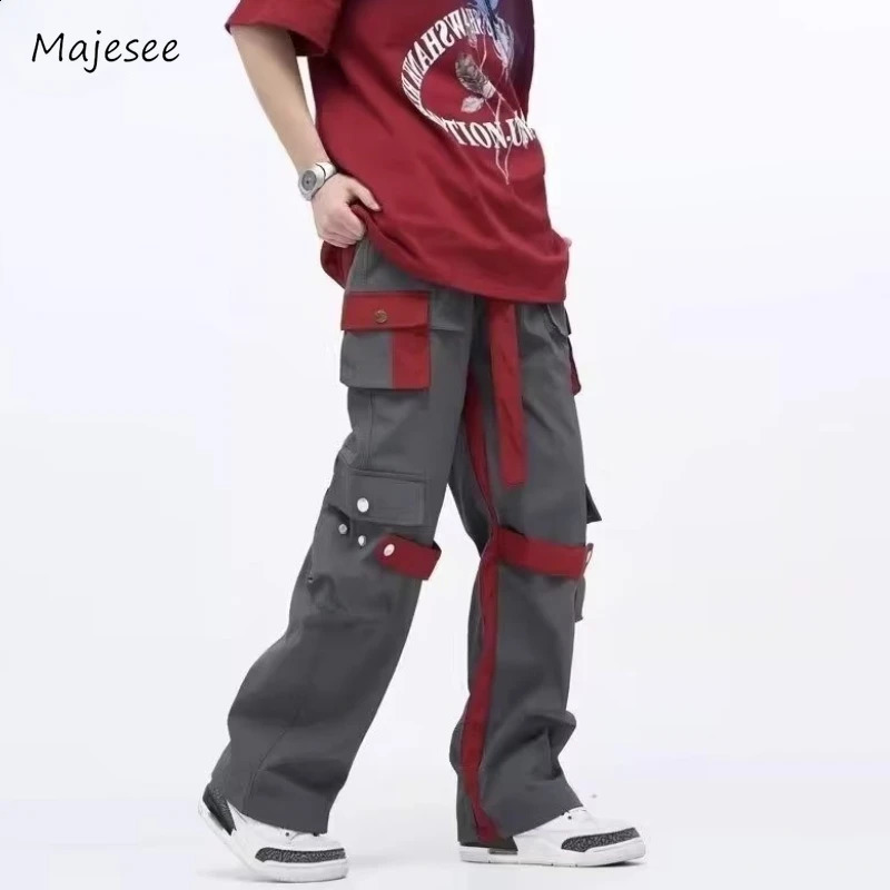 Product pants mens full matching American style streetwear Trouser unisex pocket casual fulllength patch work fashion college daily 240821