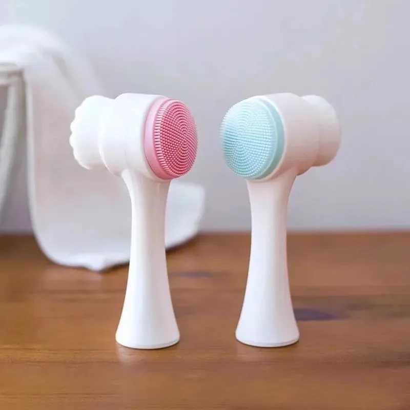 Facial Cleansing Silicone Facial Brush Manual Facial Cleansing Brush Soft Bristle Cleaning Brush Double-sided Massage Brush Y240821