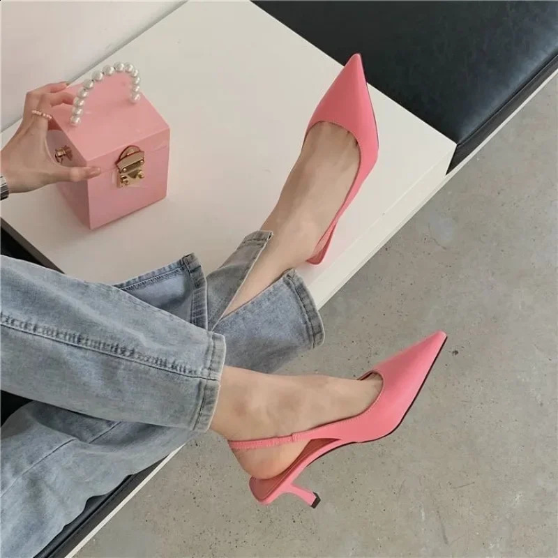 Pointed Toe Women Sandals 2024 Arrivals Black White Silver Summer Dress Shoes Thin High Heels Elastic Band Ladies 240819