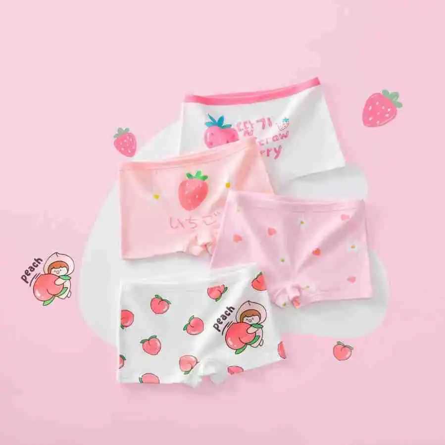 4PCS/Lot Girls Cotton Underwear Toddler Children High Waist Cartoons Boxers 1-9Years Kids Panties Teenagers Underpants Y240821