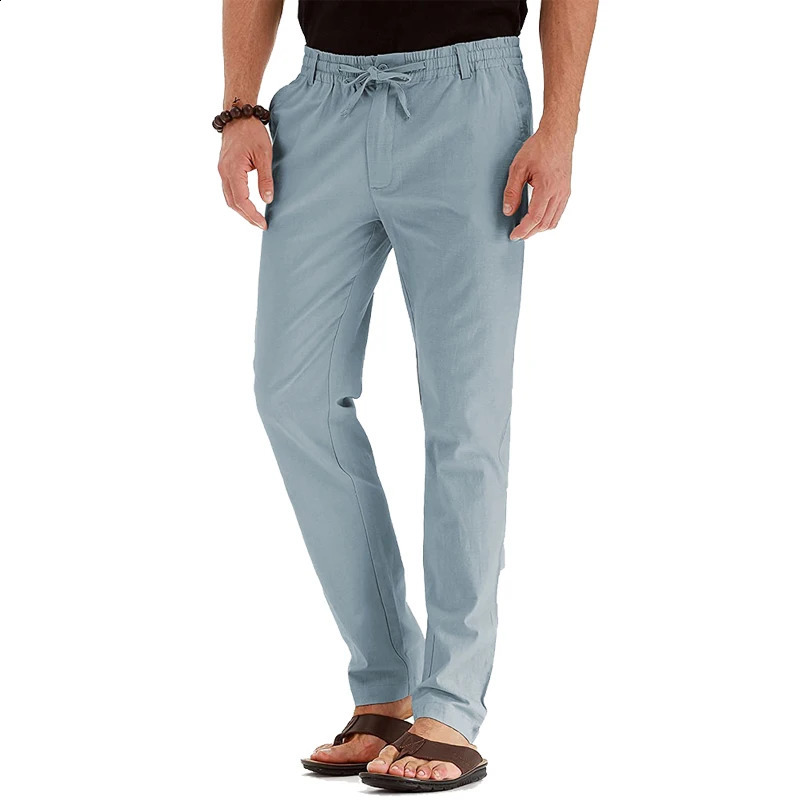 mens classic work elastic cargo pants cotton ultrathin gray khaki Korean spring casual 240821