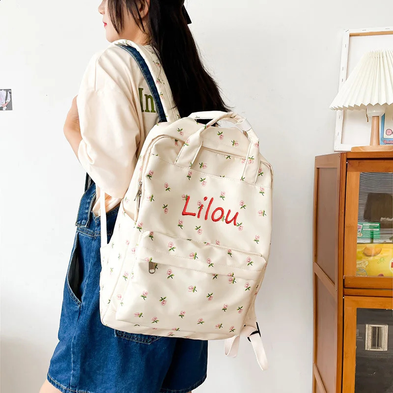 Personalized Literature and Art Fragmented Flower Girls School Bag Japanese Academy Style Casual Backpack 240820