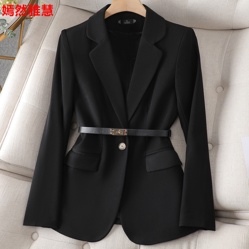 2024 autumn new collar jacket in clean color, professional casual fashion, versatile, simple temperament, small suit for women