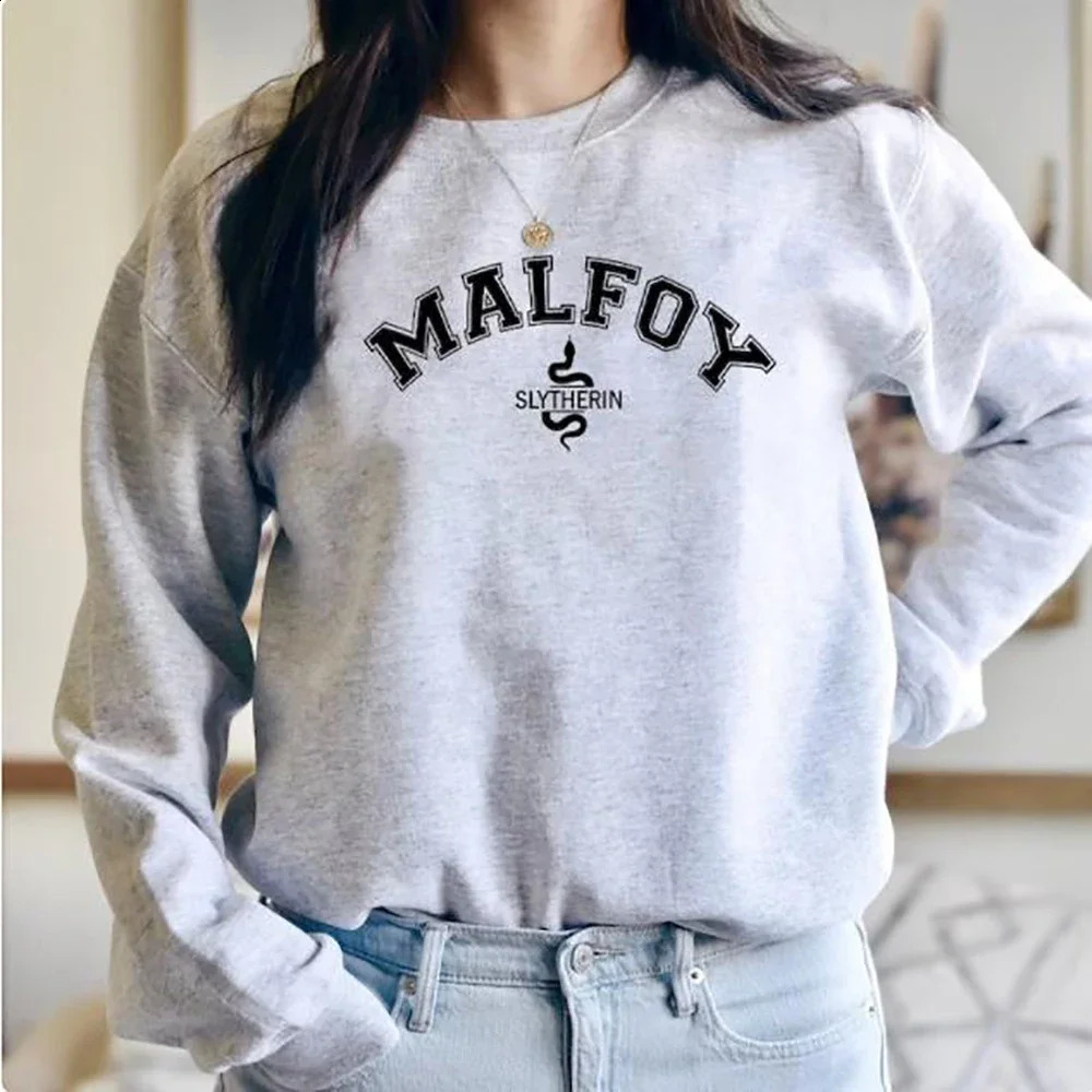 Malfoy Sweatshirt House Sweatshirts Dark Academia Crewneck College Unisex Long Sleeve Pullover AutumnWinter Hoodie 240821